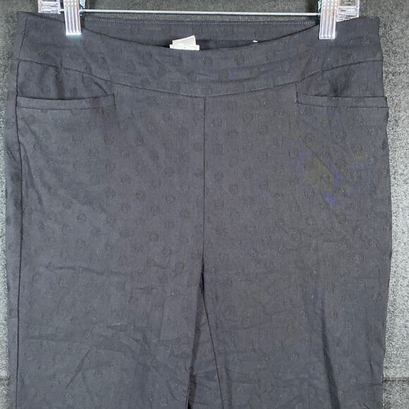 Chicos Womens Pants Black Pull On Dot Textured Ankle Workwear Stretch 1R (8R) - Picture 2 of 13